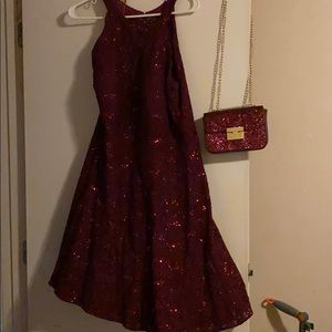 Burgundy Dress size 18 with matching purse